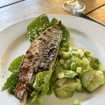 Grilled Mackerel with Cucumber & Ginger Pickle